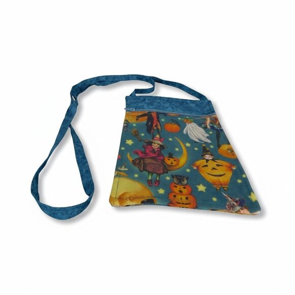 Witchy-Themed Handcrafted Crossbody Bag Zipper Closure Halloween - Picture 2 of 10